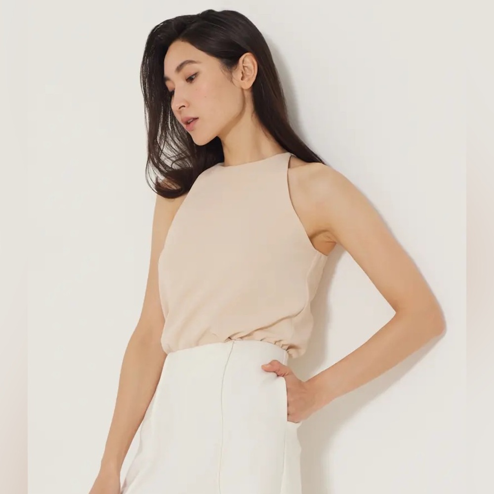 Brand NEW Sleeveless High-Neck Tank Top - Beige